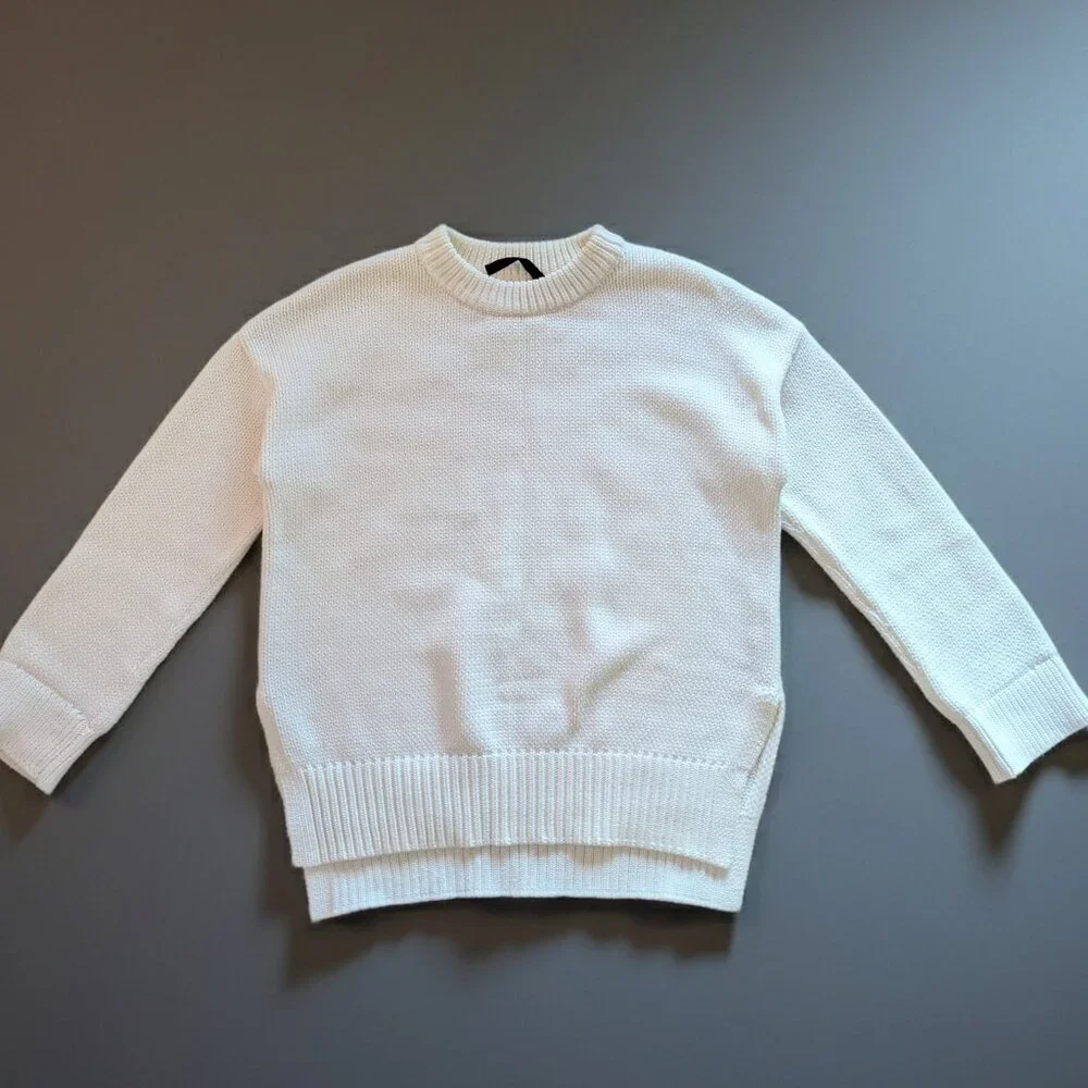 Jenni Kayne chunky crewneck cotton sweater in ivory white Size XS NWOT - Picture 3 of 11